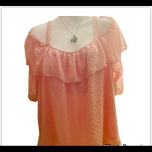 Boutique + rose pink Swiss dot  top